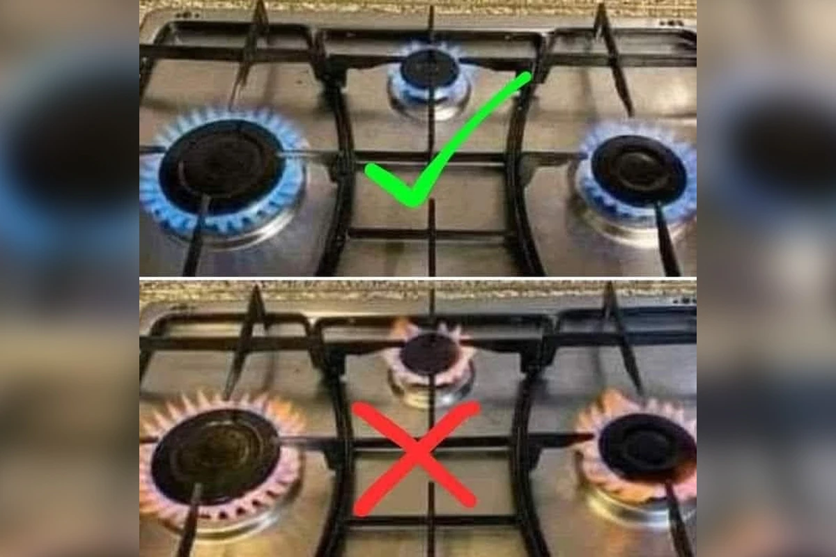 گیس کے چولہے کا نارنجی شعلہ